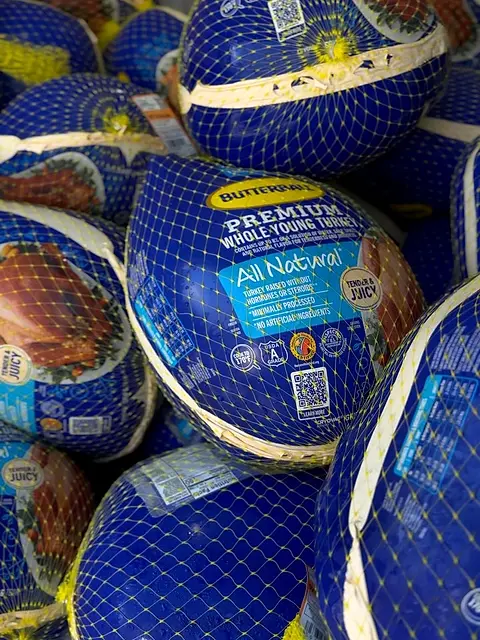 Close-up of mesh sacks of onions or root vegetables packed into a van.